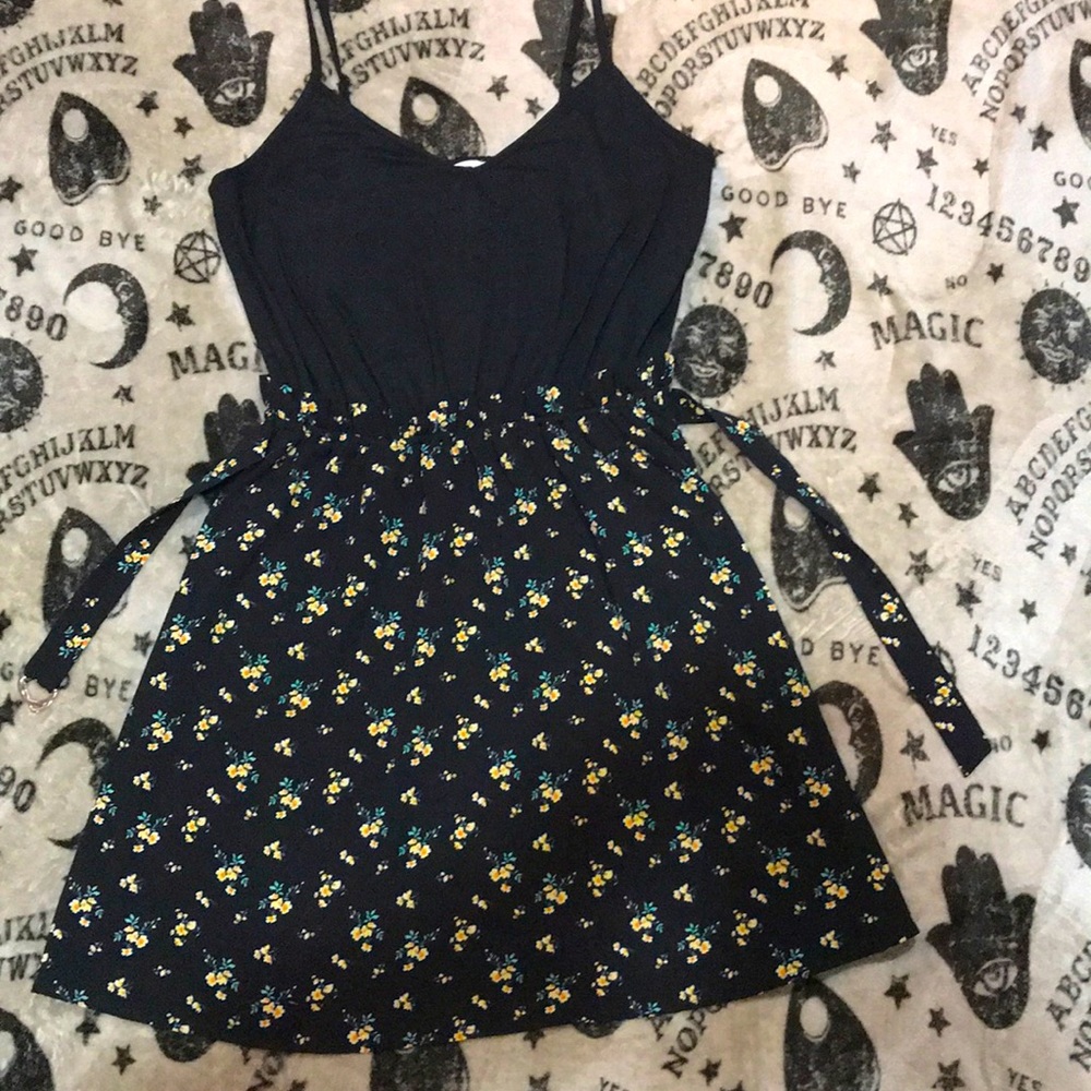 Belted Tank Top Dress w/ Flowers